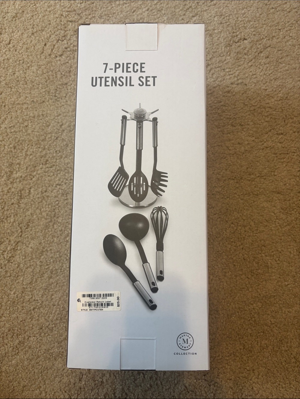 Martha Stewart 7-Piece Black and Silver Utensil Set